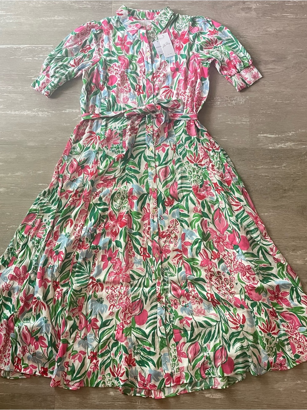 Size 10 NWT Lilly Pulitzer Larkyn Midi Shirtdress Dress in Multi Glowing Gardens - Picture 2 of 9
